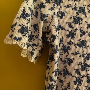 Sezane Blue Floral Top